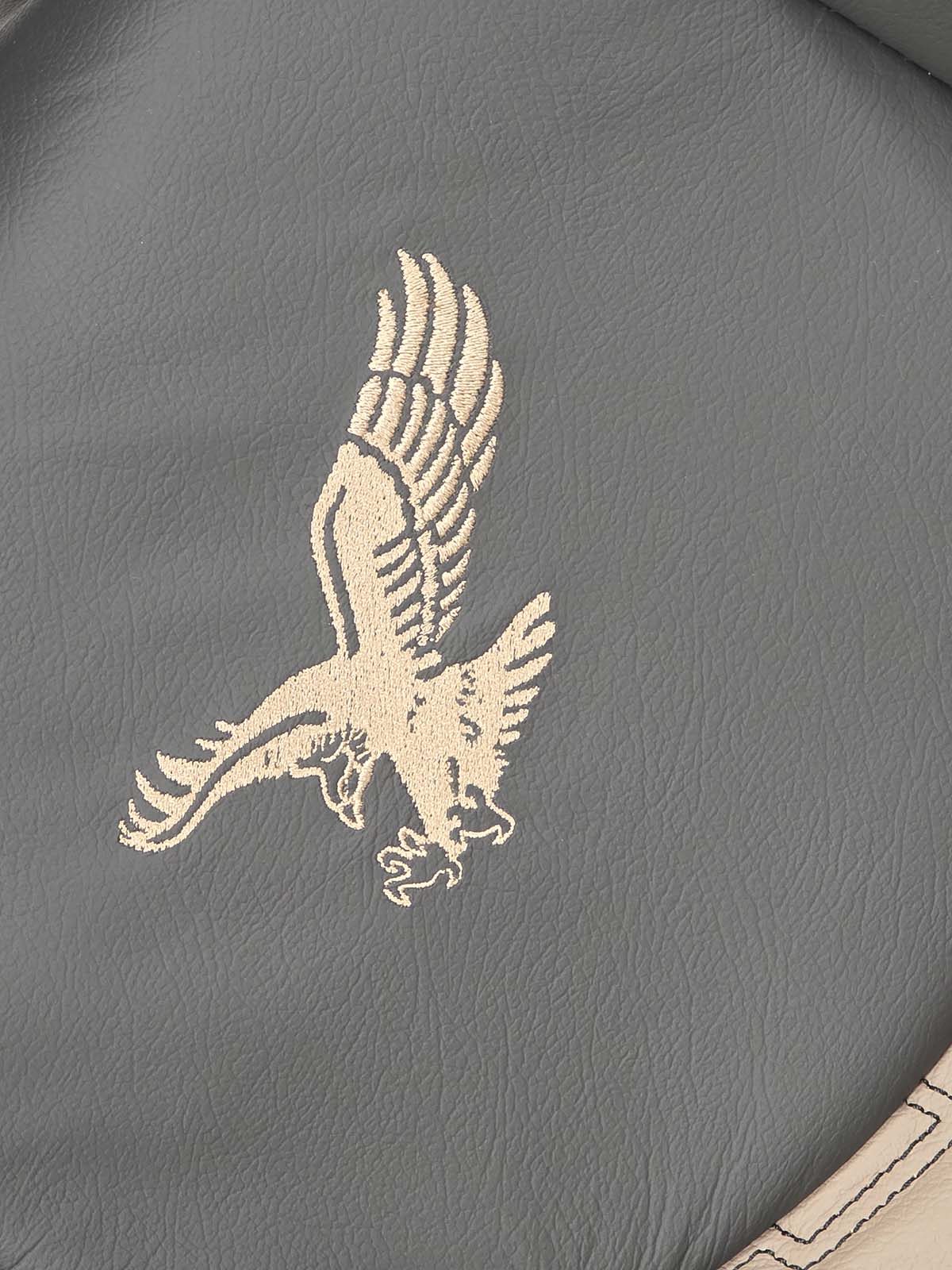 Detailed Eagle Embroidery on Custom Leather Seat